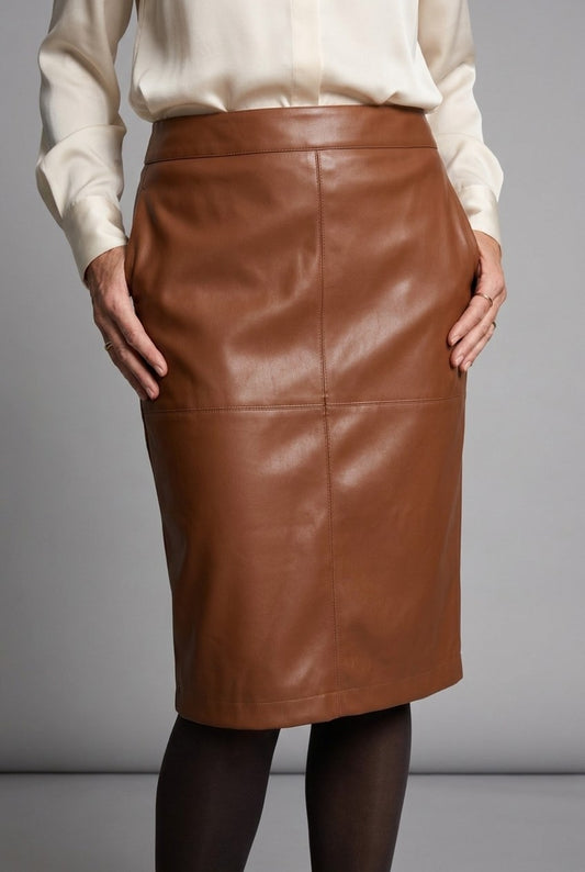 Simone Chestnut - Vegan Leather Rok