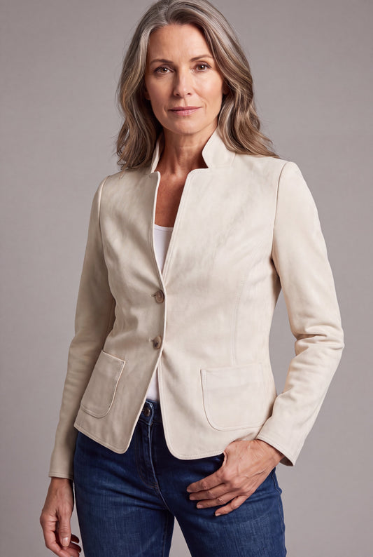 Gwen Biscuit - Blazer in scuba suède