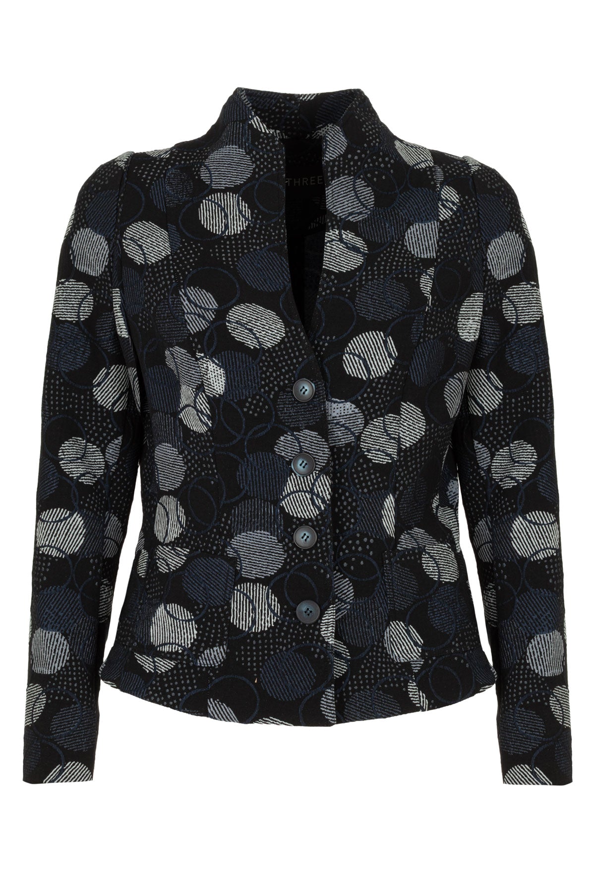 Quinty Blazer Navy - Woven Jacquard