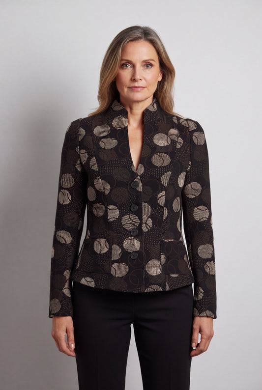 Quinty Blazer Walnut - Woven Jacquard