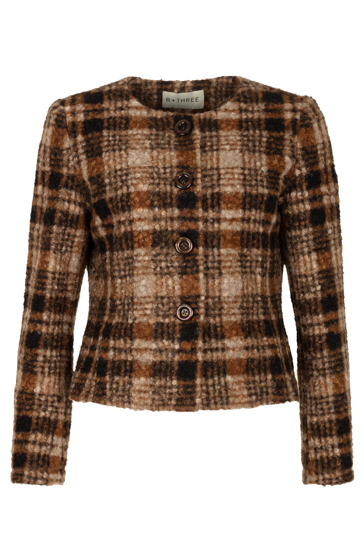 Umber Walnut - Ruiten bouclé blazer