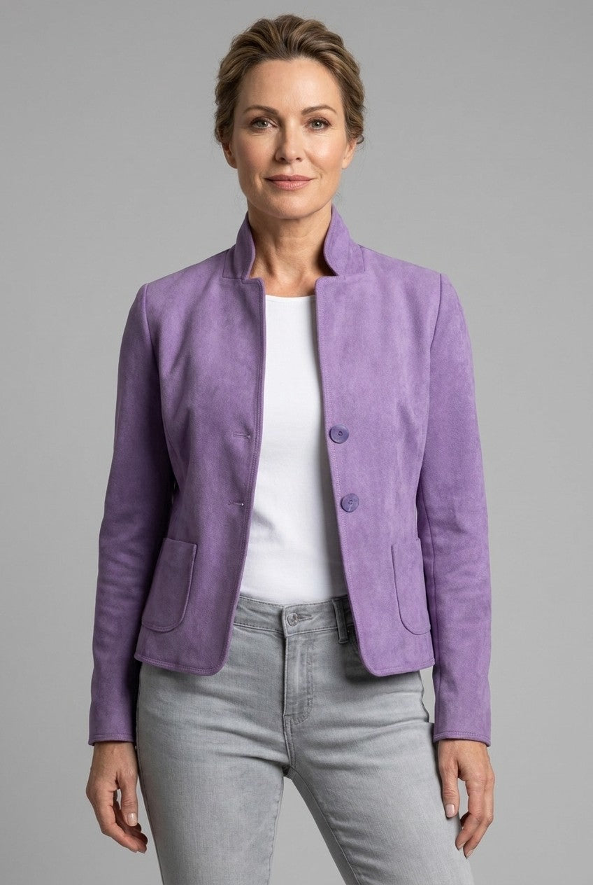 Gwen Lavender - Blazer in scuba suède
