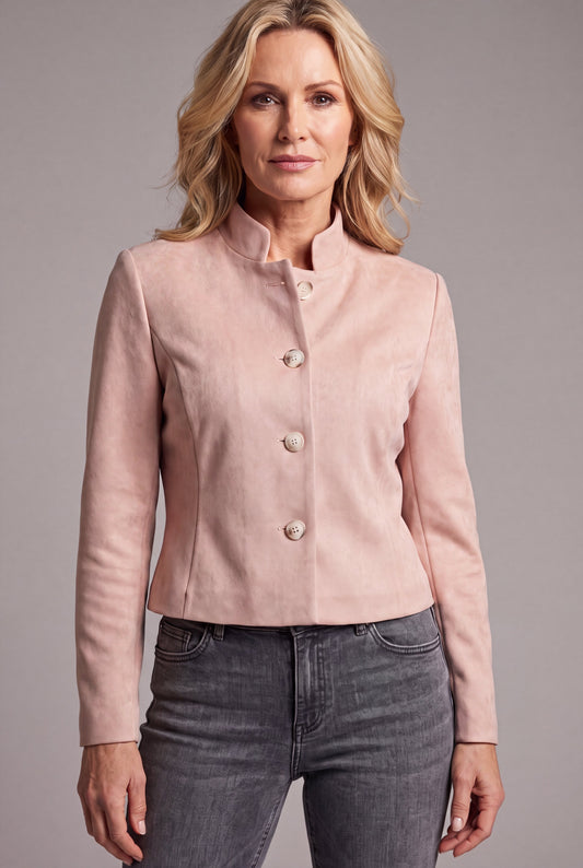 Rosalin Cotton Pink - Blazer in scuba suede