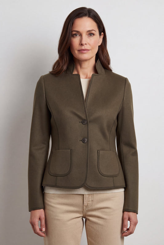 Gwen Khaki - Blazer in scuba suède