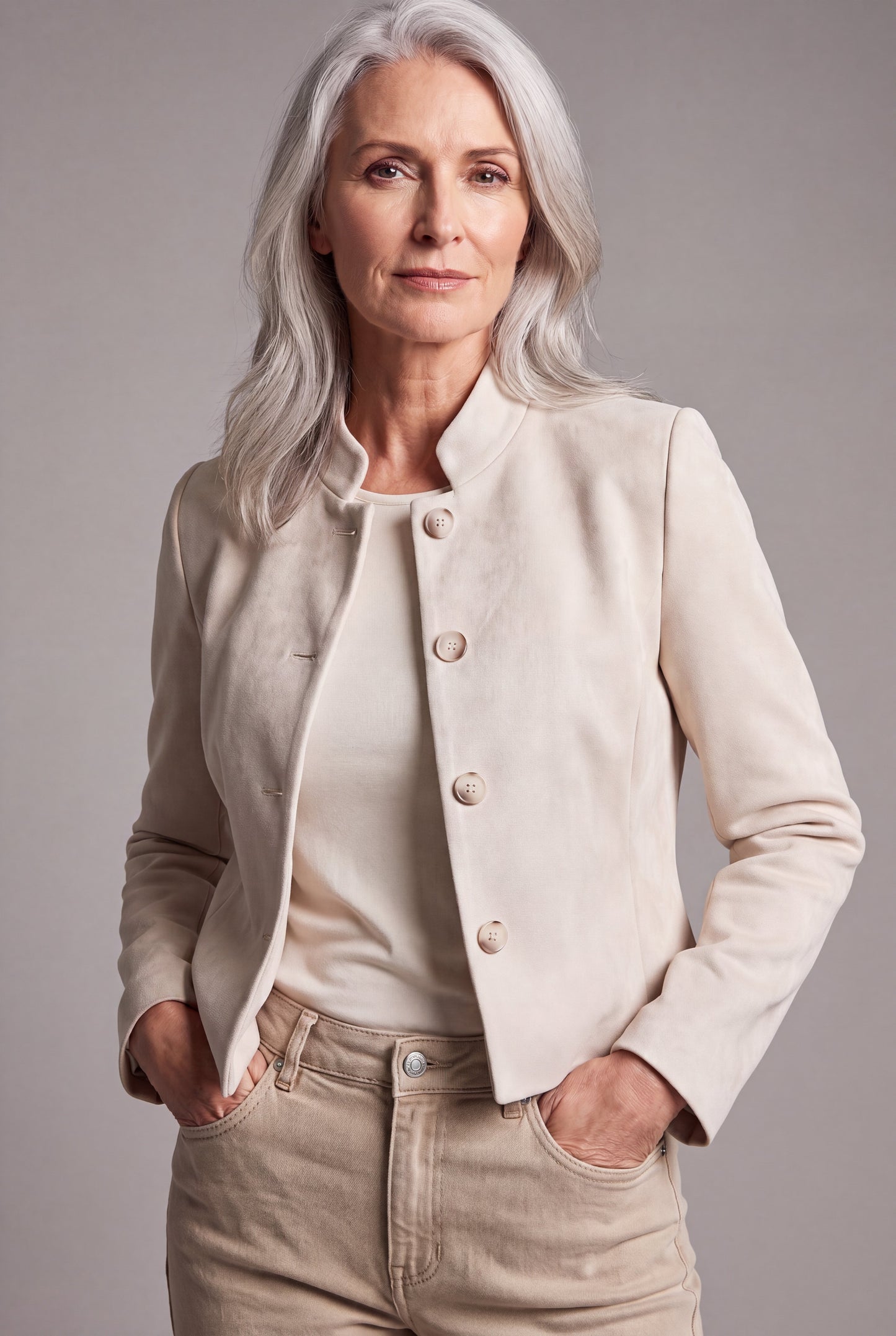 Rosalin Sugar - Blazer in scuba suede