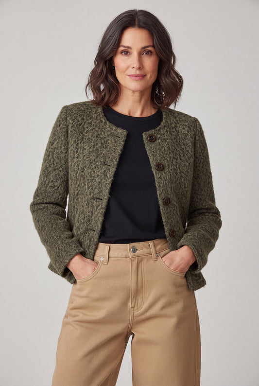 Steph Olive Green - Hairy blazer