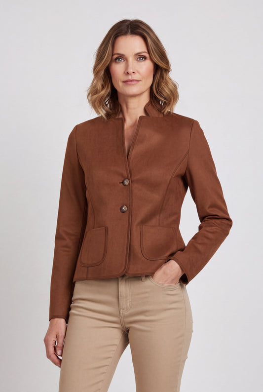 Gwen Camel - Blazer in scuba suède