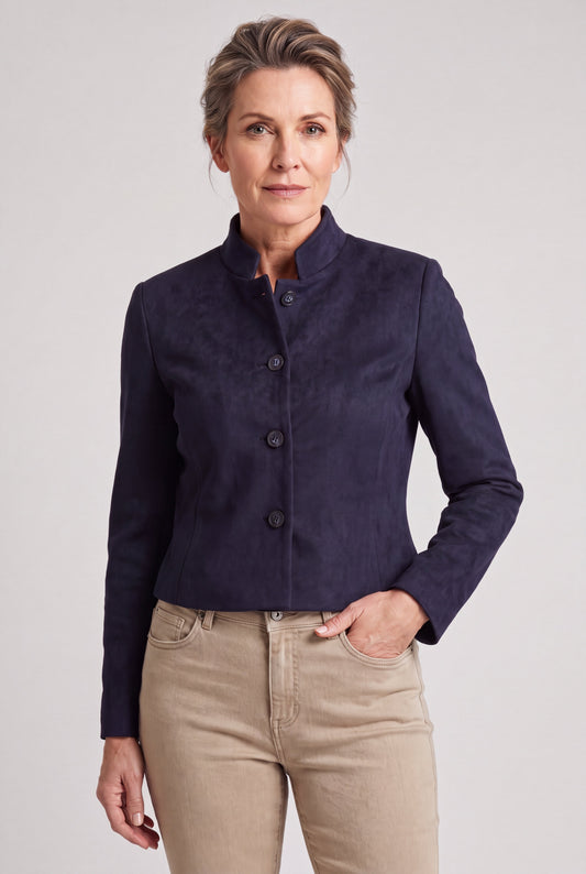 Rosalin Navy - Blazer in scuba suede